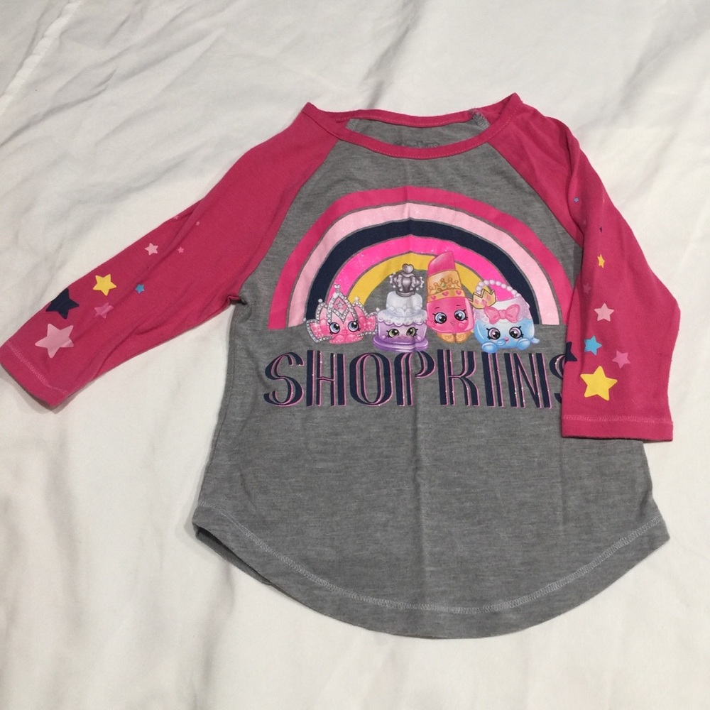 Shopkins girls XS 4/5 baseball t shirt